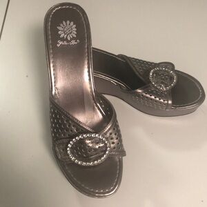 Sparkly wedges perfect to wear with anything. Silver tone.